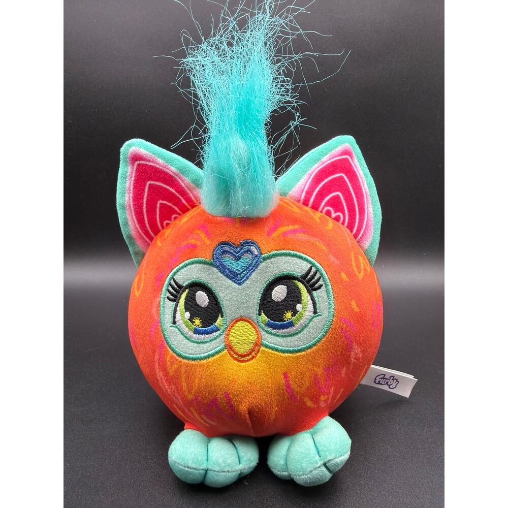 Furby Plush Orange Teal Stuffed Animal Hasbro Retro Y2K Toy 5"x8" Official